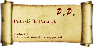 Petrák Patrik névjegykártya